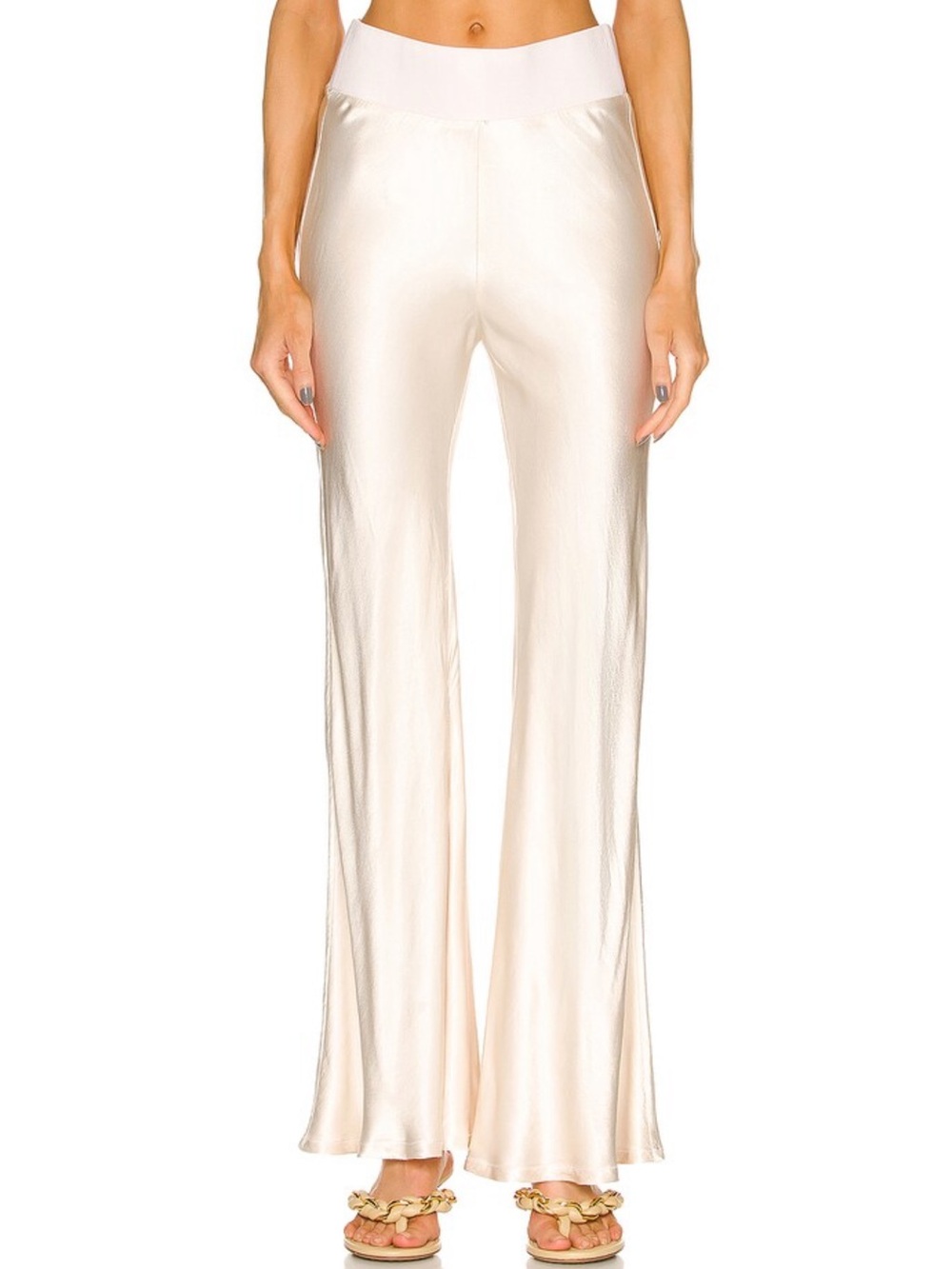 Enza Costa satin bias pants in antique white